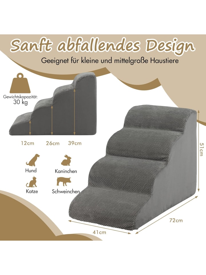 COSTWAY Hundetreppe 4 Stufen in Grau günstig kaufen onesize