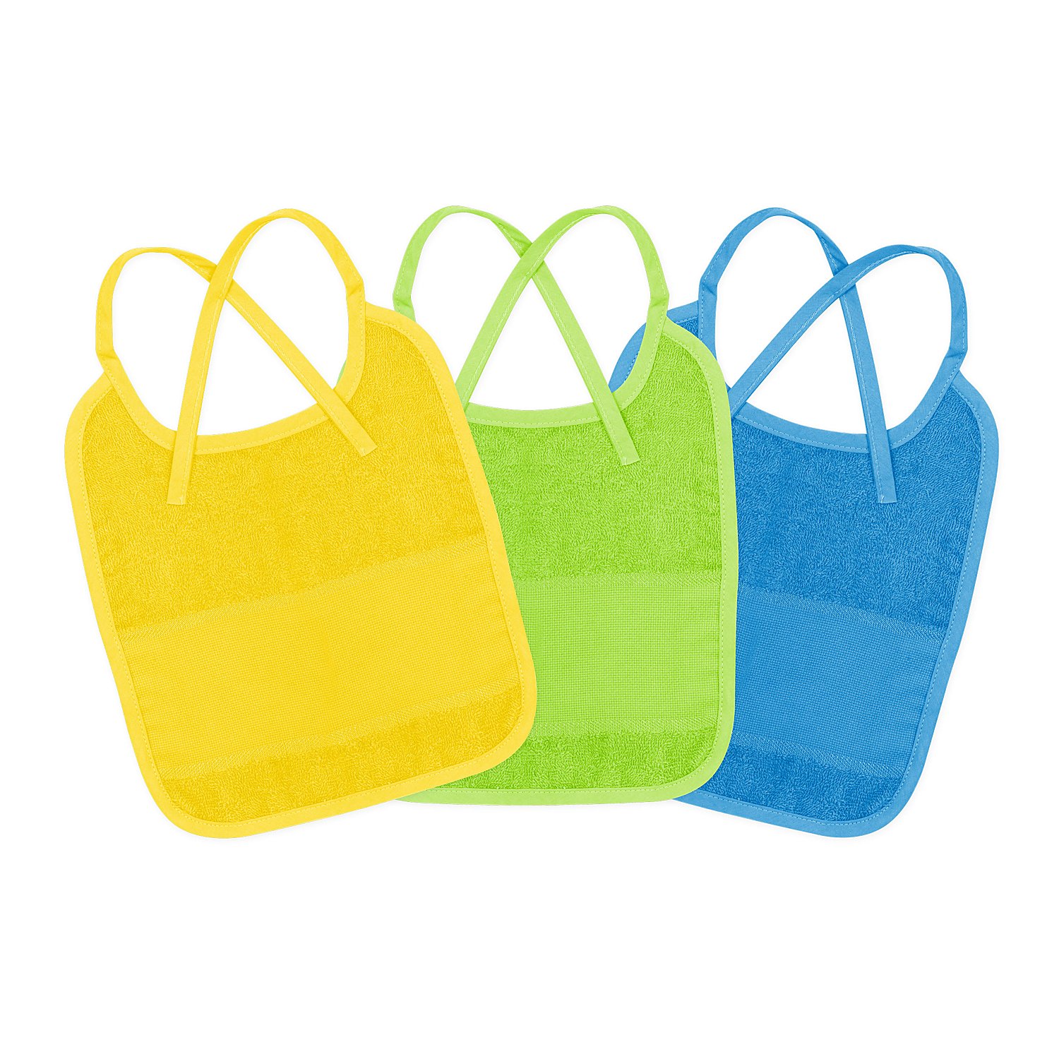 buttinette Sticklätzchen 3er-Pack, dunkelblau, lemon, sonnengelb