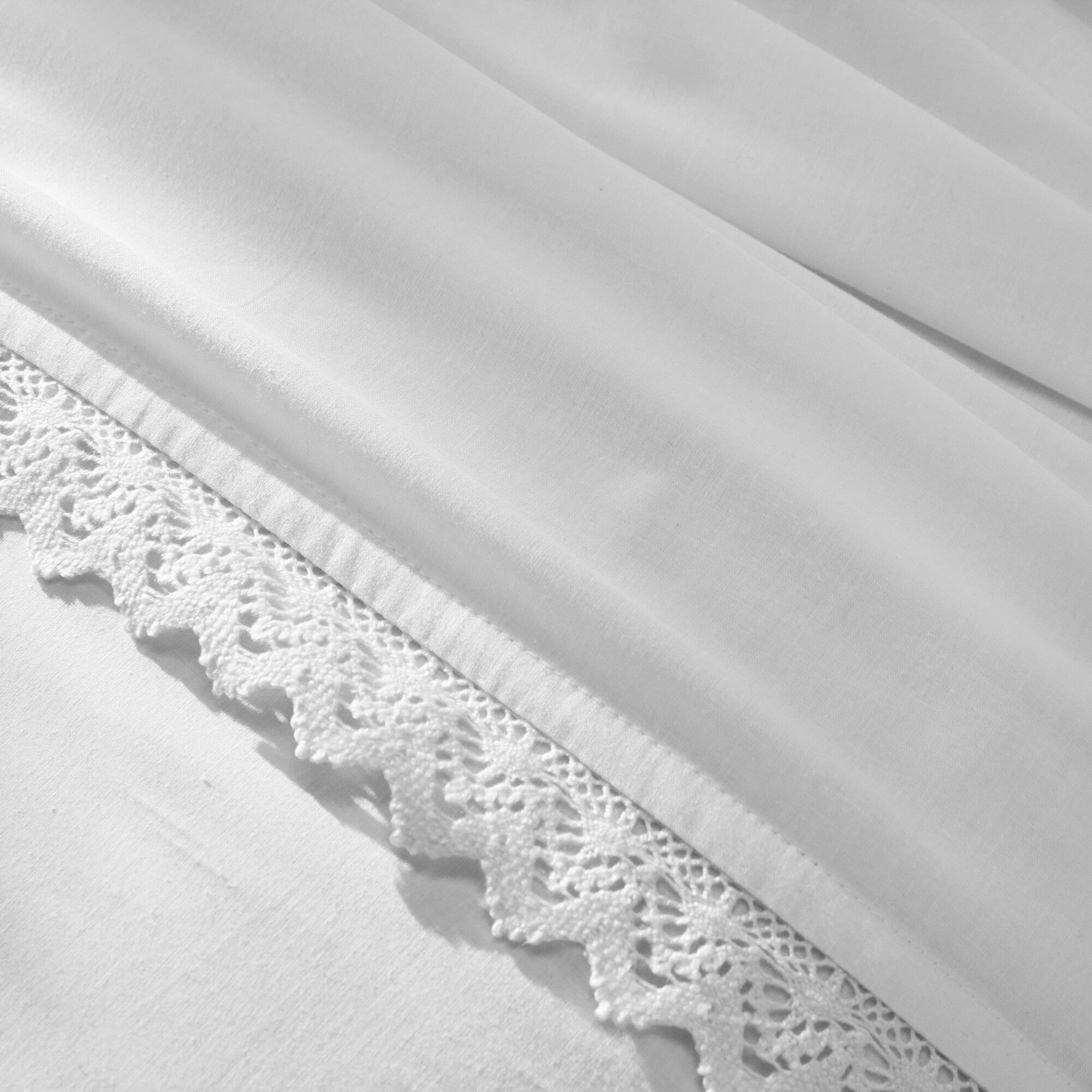 Linge de lit uni dentelle coton