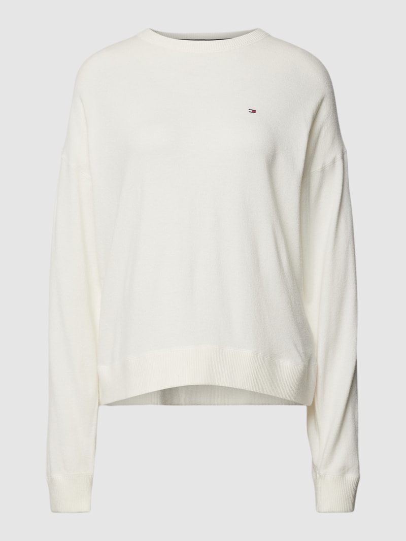 Sweatshirt aus Viskose-Mix mit Kontraststreifen in ecru