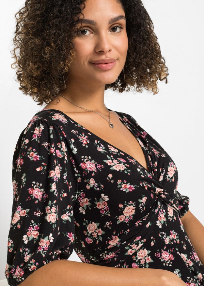 Jerseykleid mit Puffärmeln
