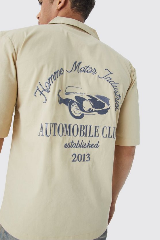 Dropped Revere Poplin Automobile Club Shirt