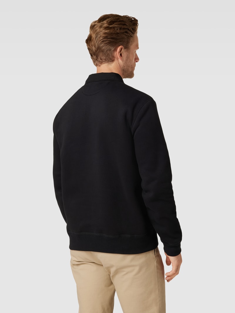 Sweatshirt mit Polokragen und Logo-Stitching in schwarz