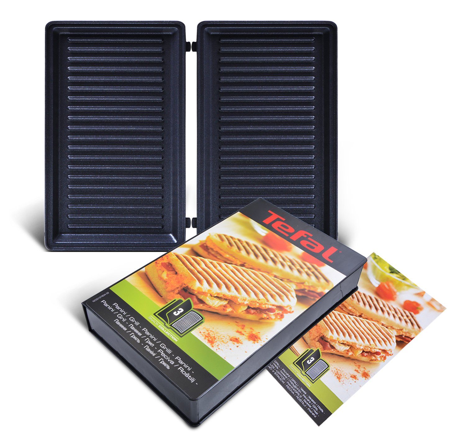Tefal Grillplattenaufsatz Platten XA800312 Grill + Pannini für Waffeleisen, Antihaftbeschichtung, für Waffeleisen