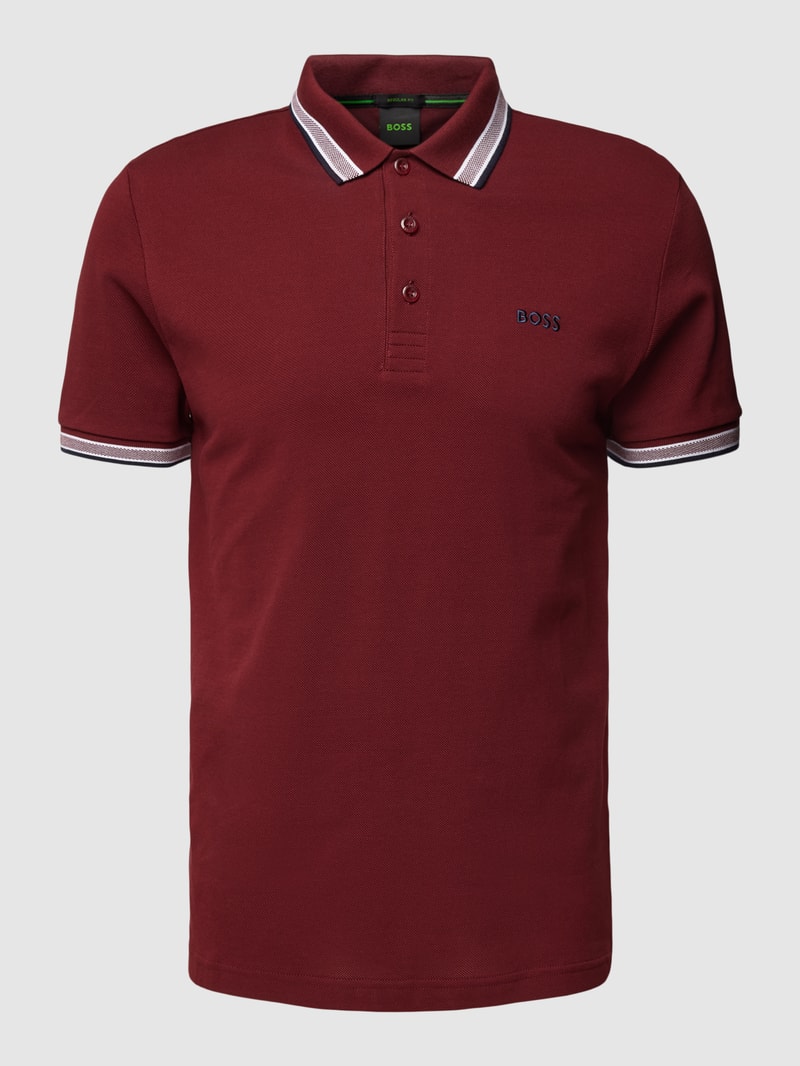 Poloshirt mit Label-Stitching Modell 'PADDY' in dunkelrot