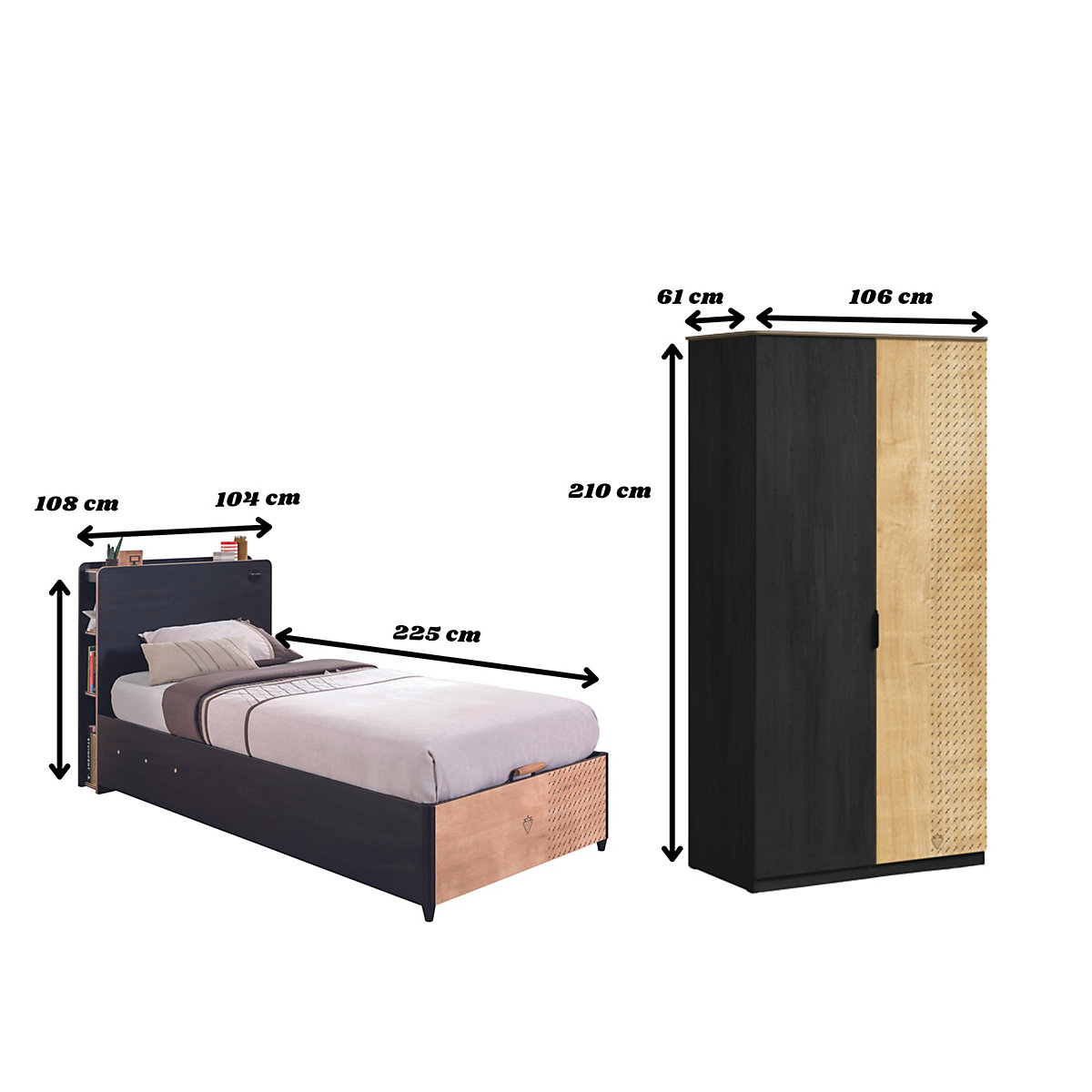 Work Jugendzimmer 2-teilig mit Stauraumbett und Kleiderschrank