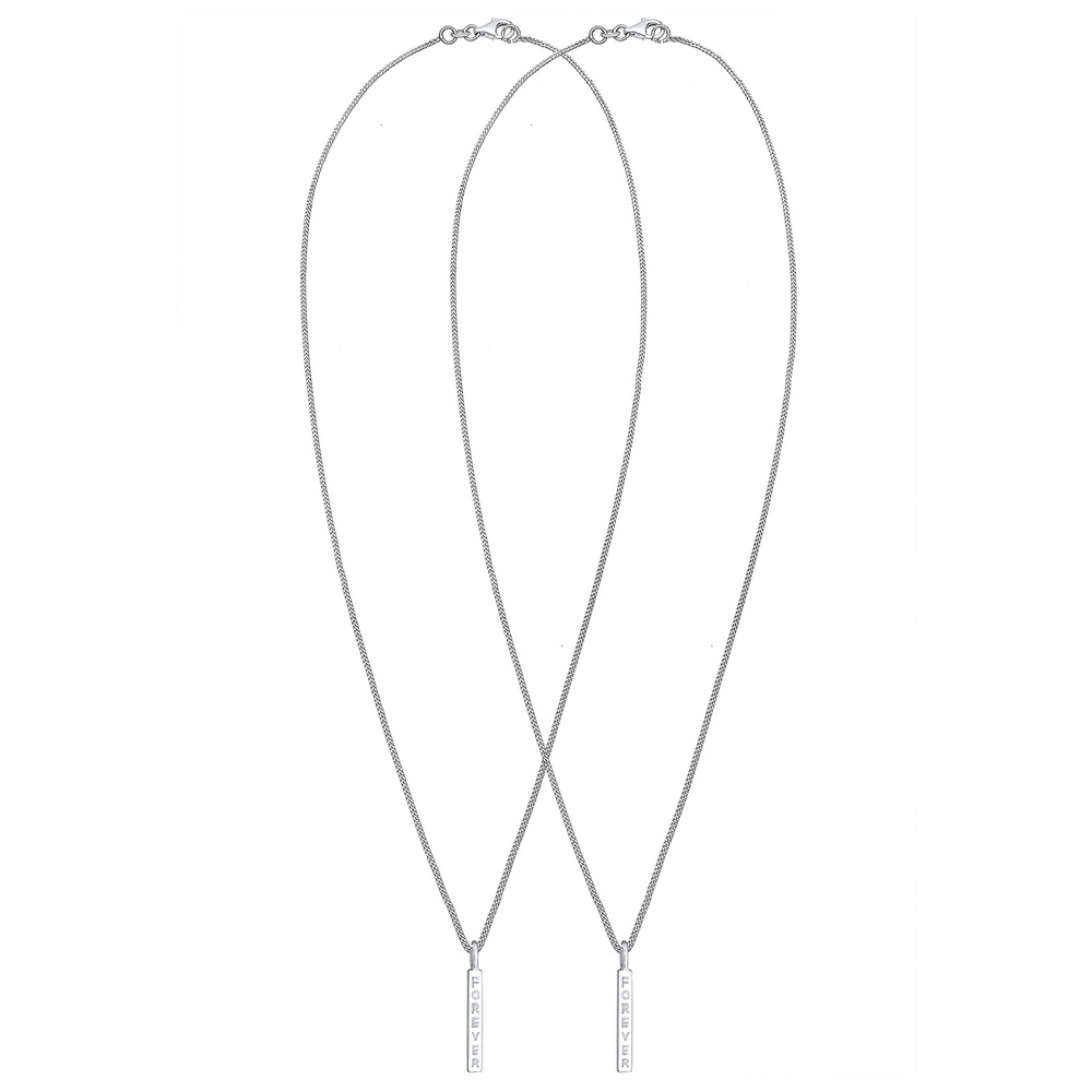 Elli Elli Collier Femme Pendentif Gravure Forever Amis Partenaire Ensemble - (925/1000 collier