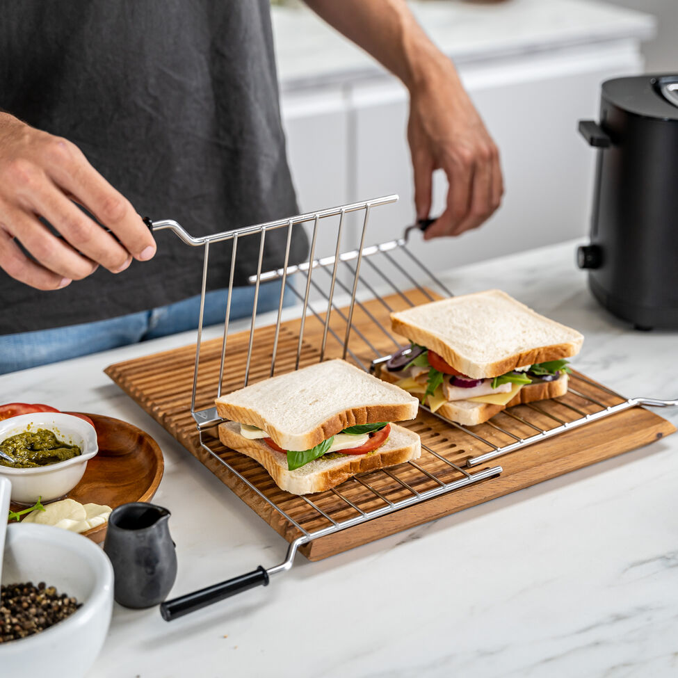 Langschlitztoaster mit Sandwichzangen, 3-tlg.