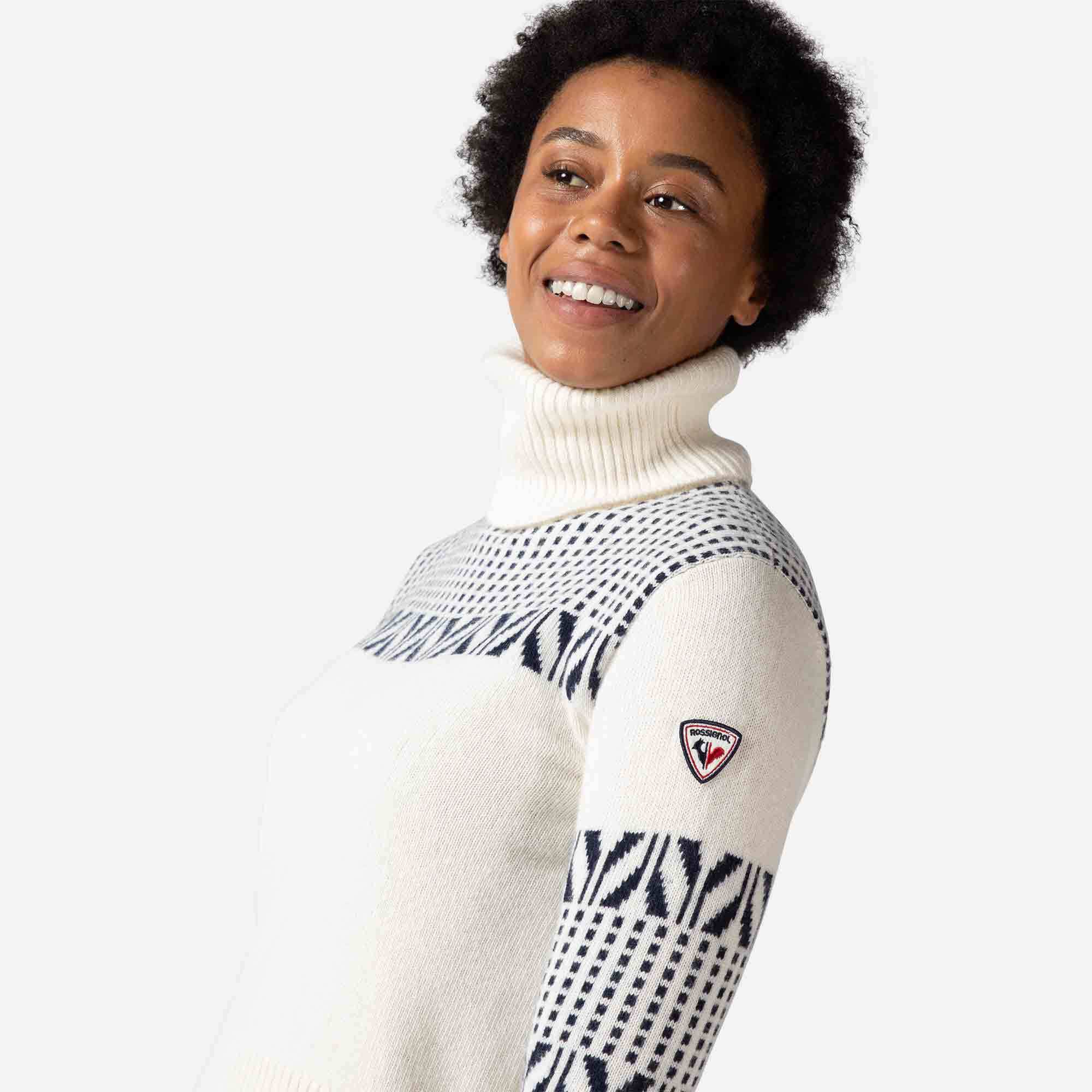 Pull en maille à col haut Vintage femme