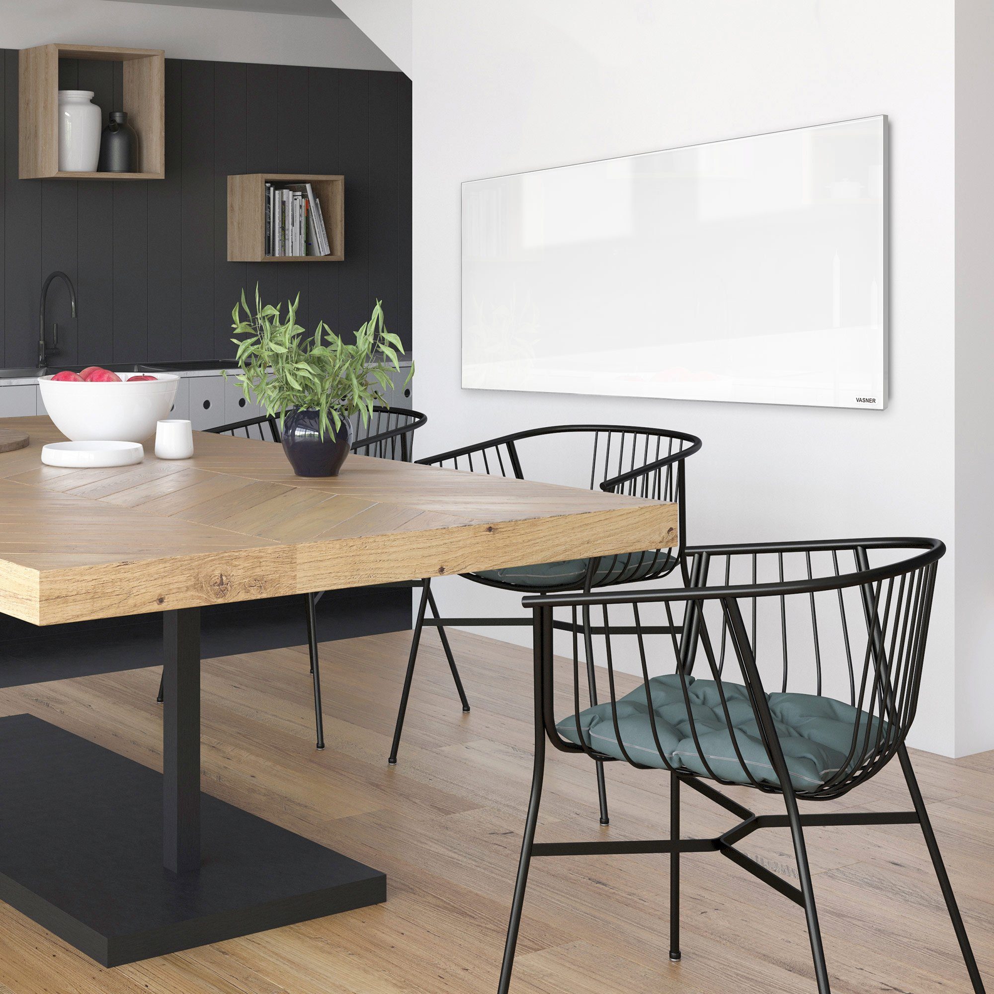 Vasner Infrarotheizung Glas mit Rahmen grau, 300 W, Citara G, Infrarot Glasheizung, IP44 Bad geeignet