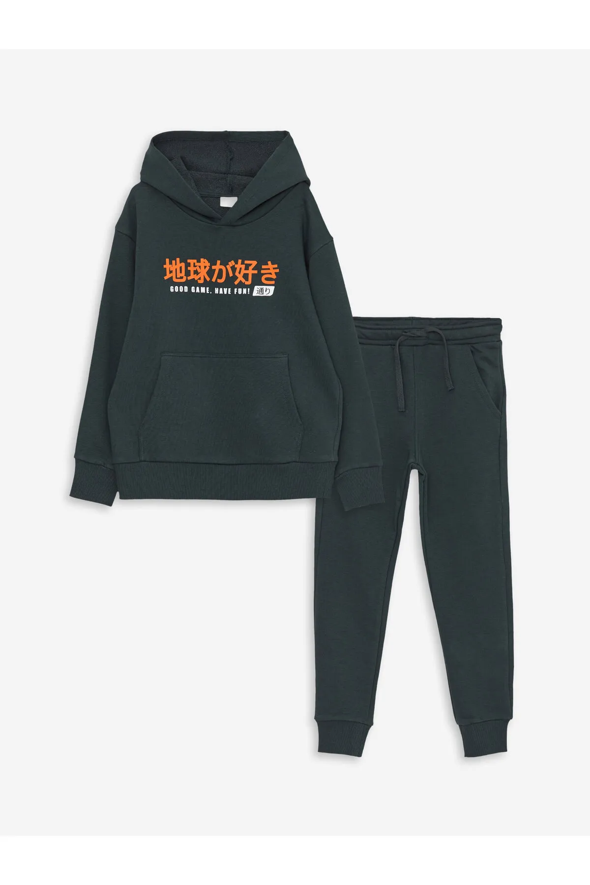 LC Waikiki  Bedrucktes Langarm-Sweatshirt und Jogginghose für Jungen mit Kapuze