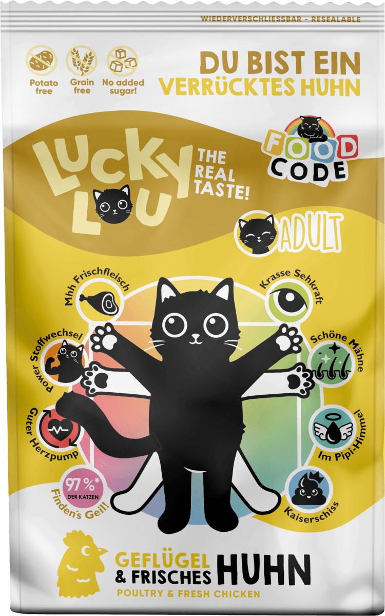 Trockenfutter Katze mit Geflügel & Huhn \du bist ein verrücktes Huhn\