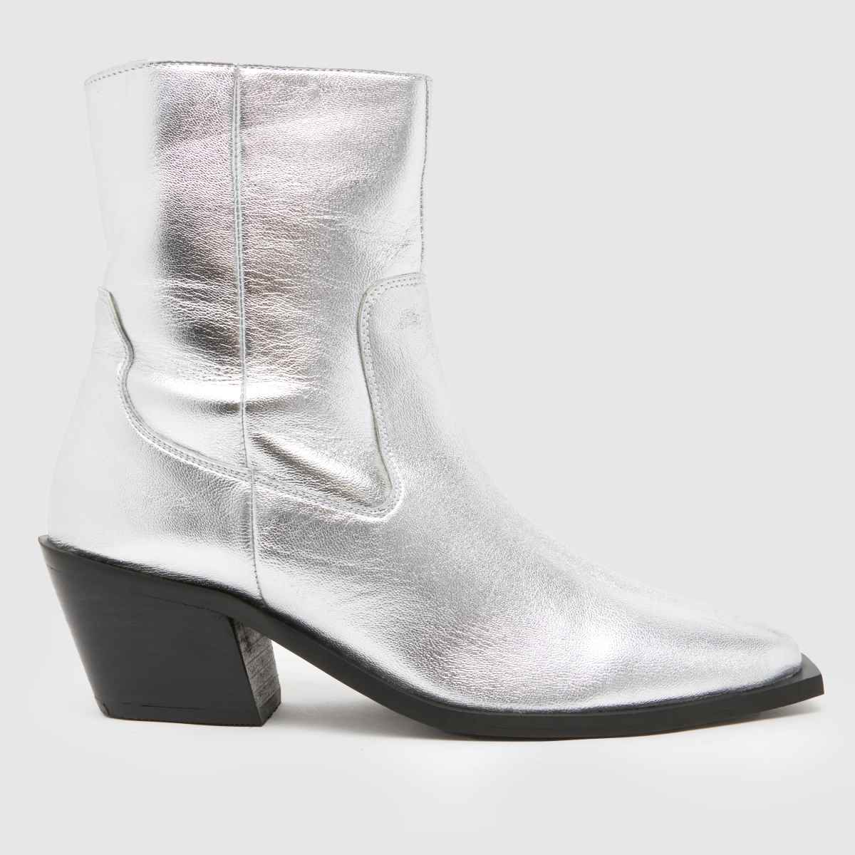 Schuh – Briar – Silverfärgade westernstövlar i läder