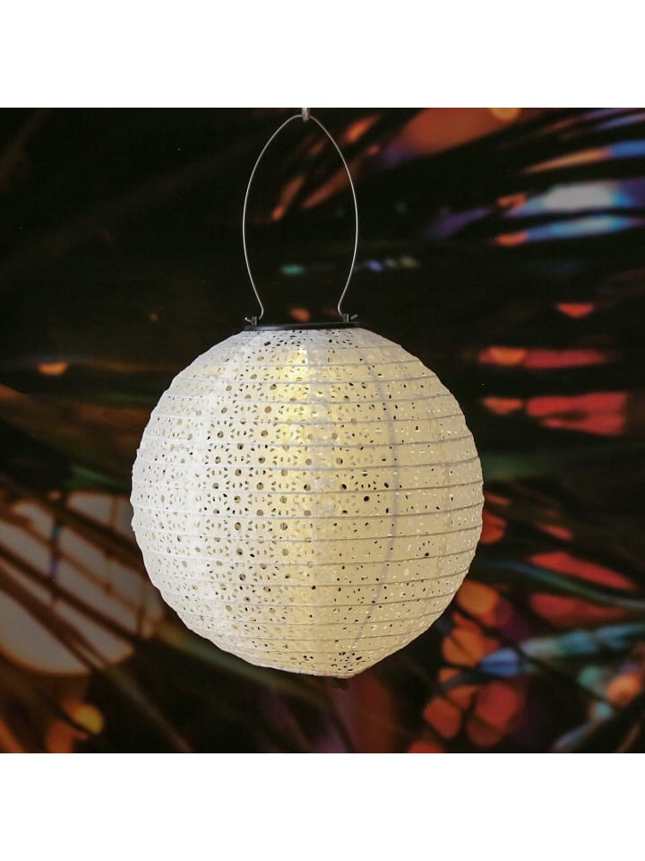 MARELIDA 2x LED Solar Lampion mit Blumenmuster D: 25cm/30cm in weiß günstig kaufen onesize