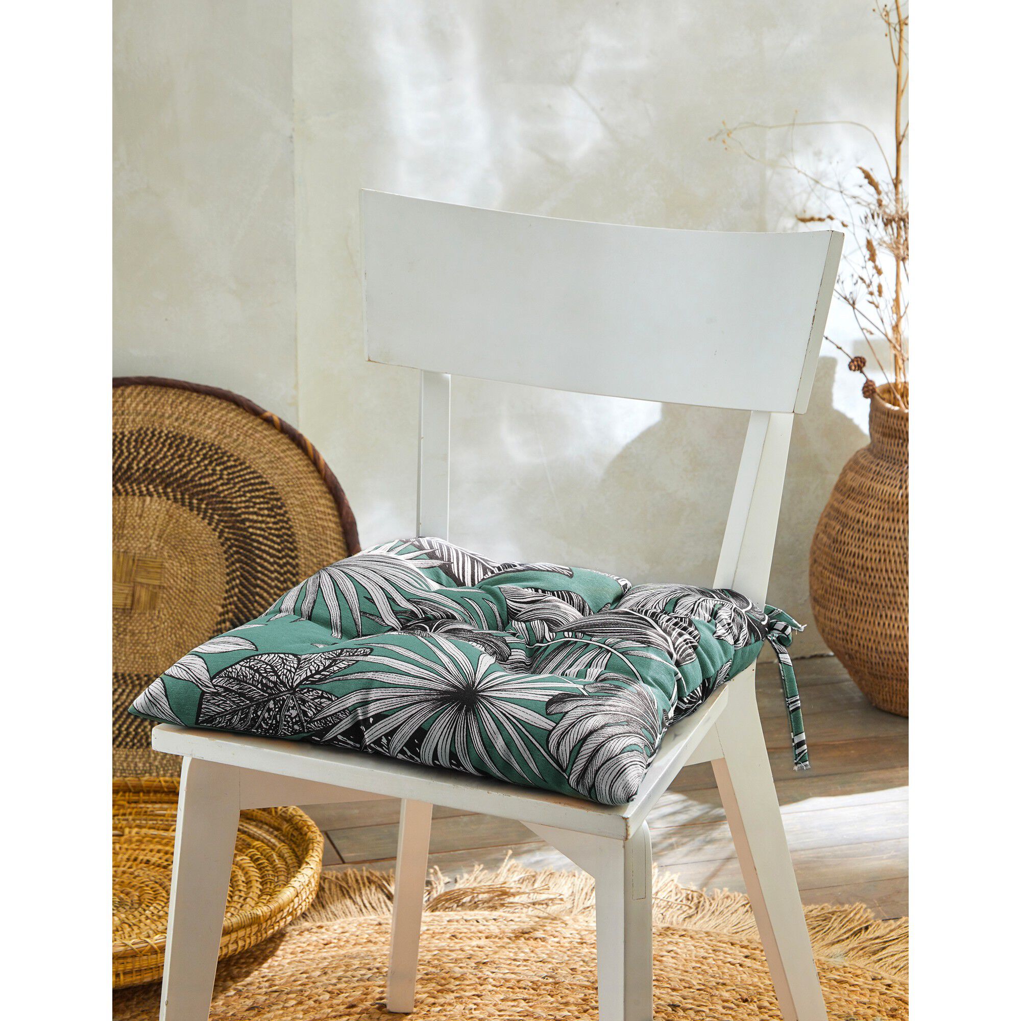 Galette de chaise imprimé tropical