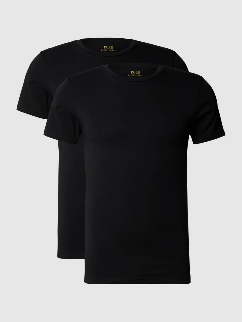 T-Shirt mit Logo-Stitching im 2er-Pack in schwarz