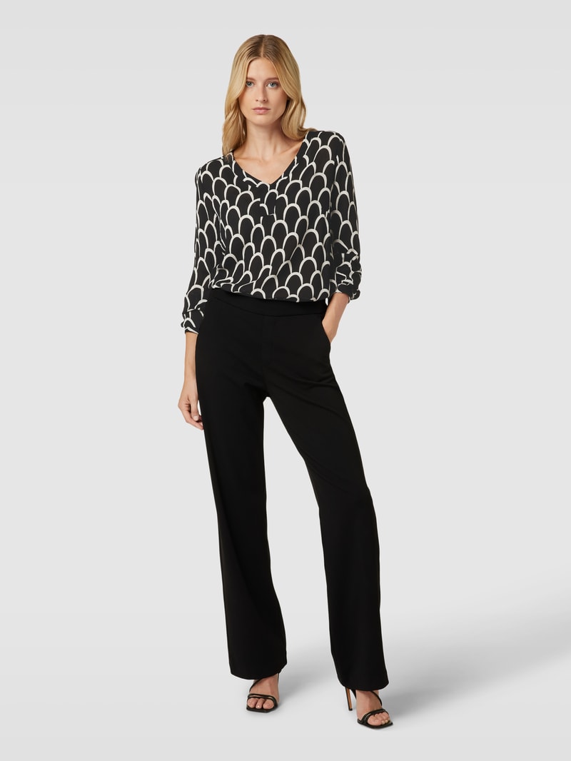 Bluse mit V-Ausschnitt Modell 'karina' in schwarz