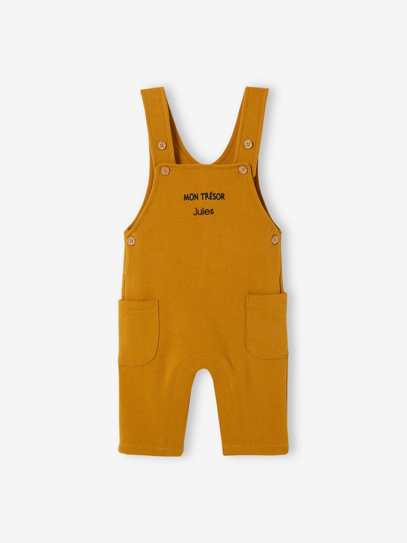 Vertbaudet Baby Set MON TRÉSOR: Shirt & Latzhose, personalisierbar Oeko-Tex - graublau