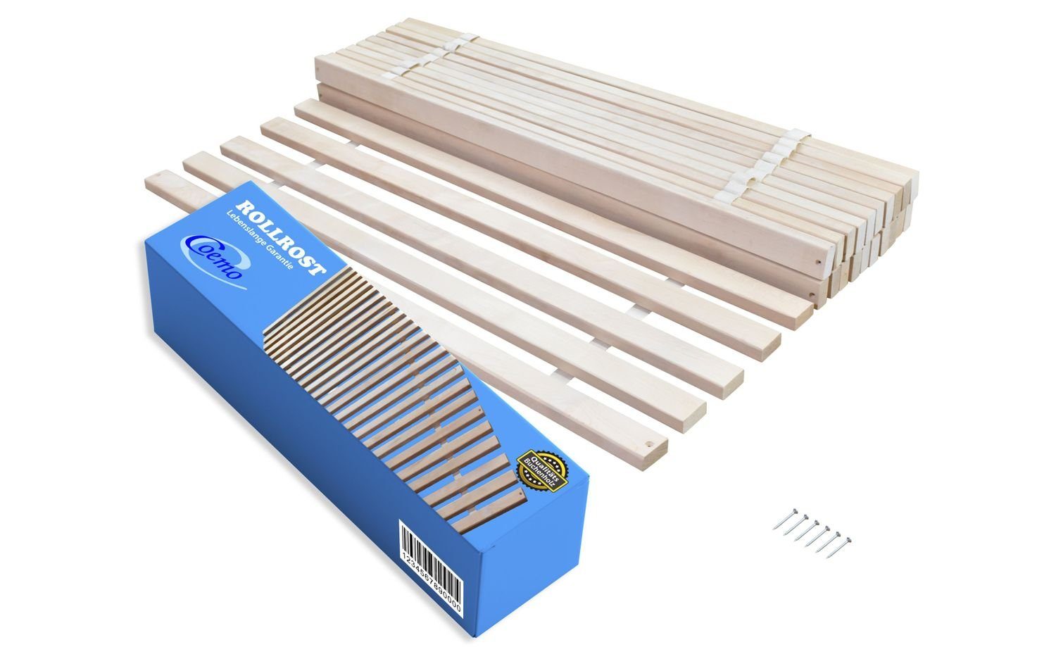 Rollrost, Coemo, Kopfteil nicht verstellbar, Fußteil nicht verstellbar, Rollrost 70x200, 25 Leisten extrem stabil