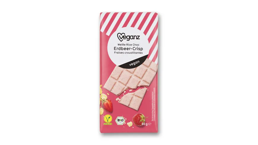 Veganz Bio Rice Choc Weiße Erdbeer Crisp 80 g