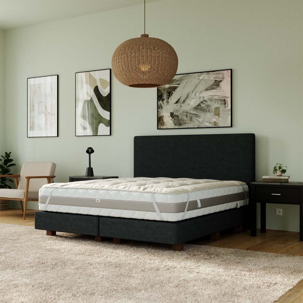 Topper Lammfelloptik Matratzenauflage, RIBECO, 3 cm hoch, Polyester, (3 cm hoch), Topper, Matratzenauflage, Matratzenschutz, Matratze, Lammfloor-Optik