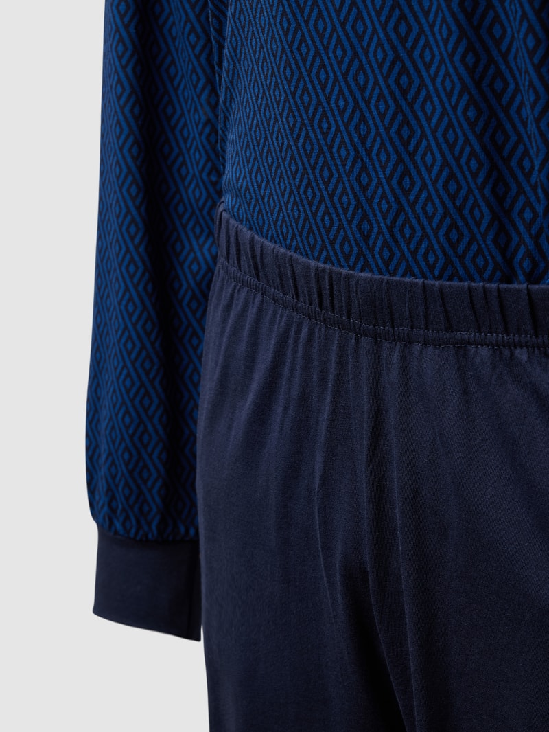 Pyjama mit Brusttasche Modell 'PURE COTTON' in blau