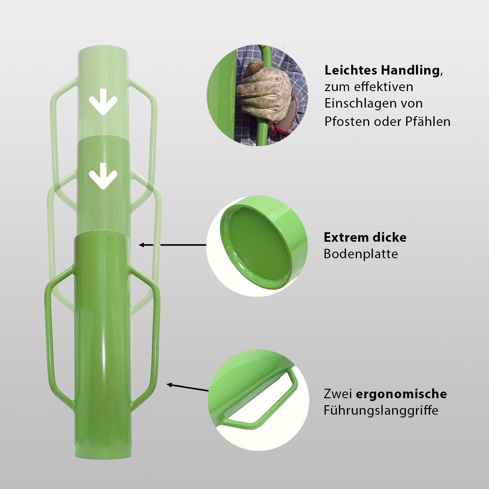 TRUTZHOLM Maschendrahtzaun Ramme Handramme Pfahlramme Zaunpfahlramme Pfostenramme 60 cm 15 kg, (Produkt)
