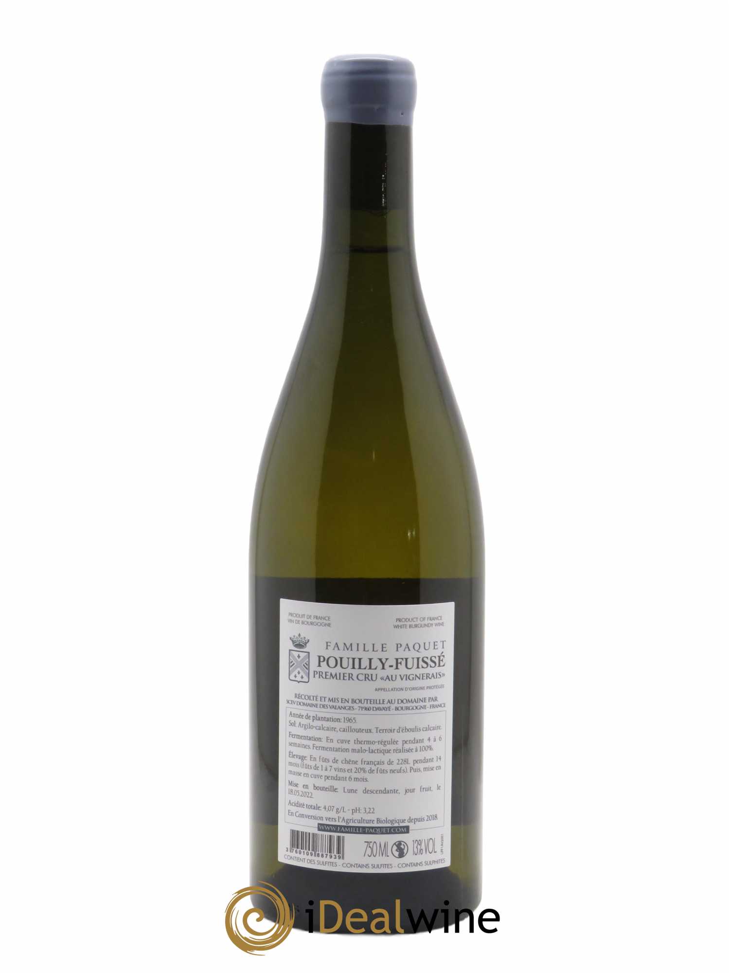 Pouilly-Fuissé 1er Cru Au Vignerais Famille Paquet  2020 - Lot de 1 Bouteille