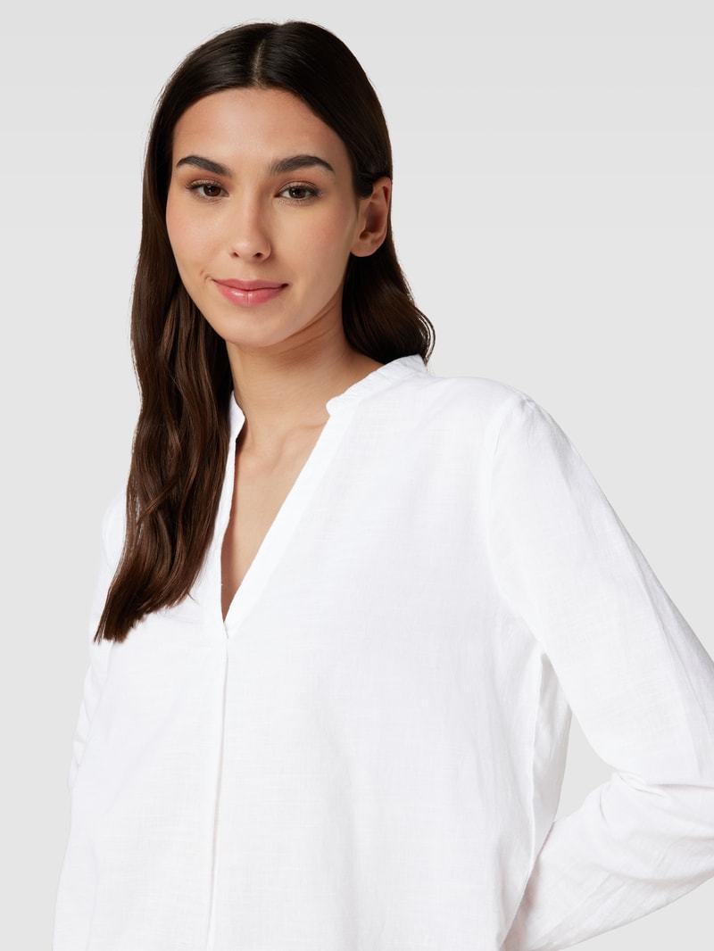 Longbluse mit V-Ausschnitt in weiß
