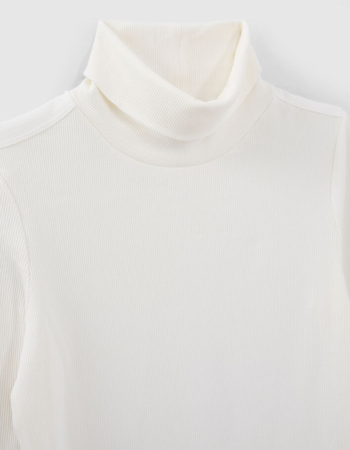Tee-shirt col montant manches longues écru femme