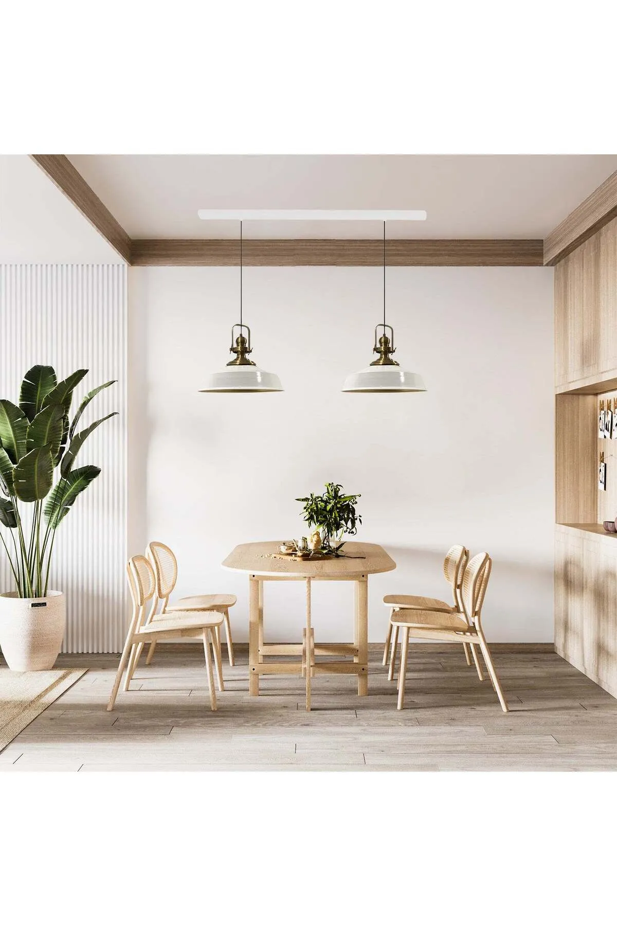 Bamyum  Pendelleuchte Asletl, 2-flammig Metall 41 cm, Weiß Lampe