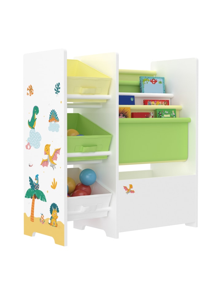 en.casa Kinderregal Vimianzo in Gelb Grün (H)60cm (B)65cm (T)30cm günstig kaufen onesize