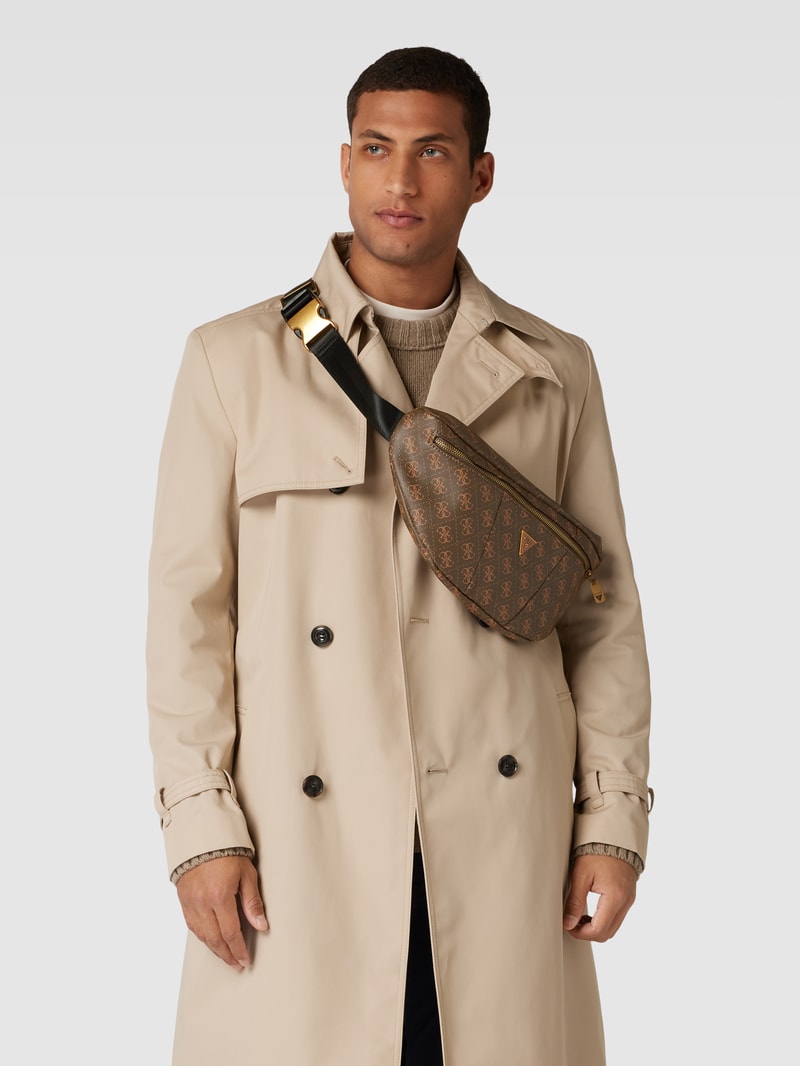 Bauchtasche mit Allover-Logo Modell 'VEZZOLA' in cognac