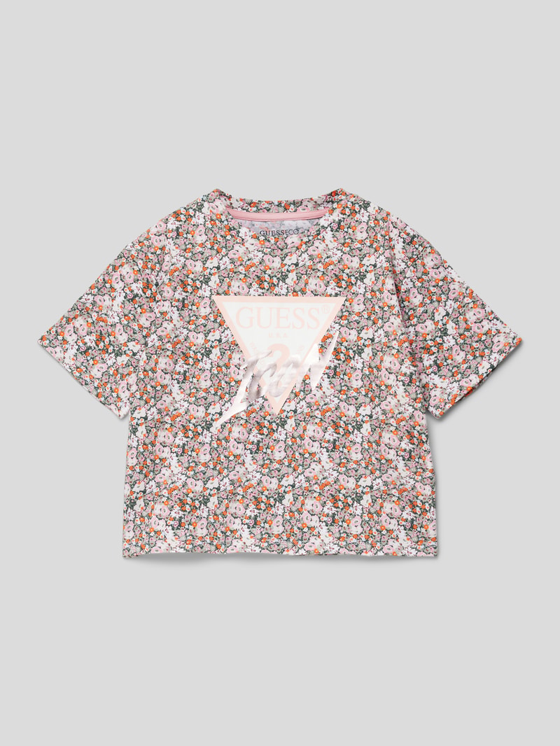 T-Shirt mit Allover-Print in offwhite