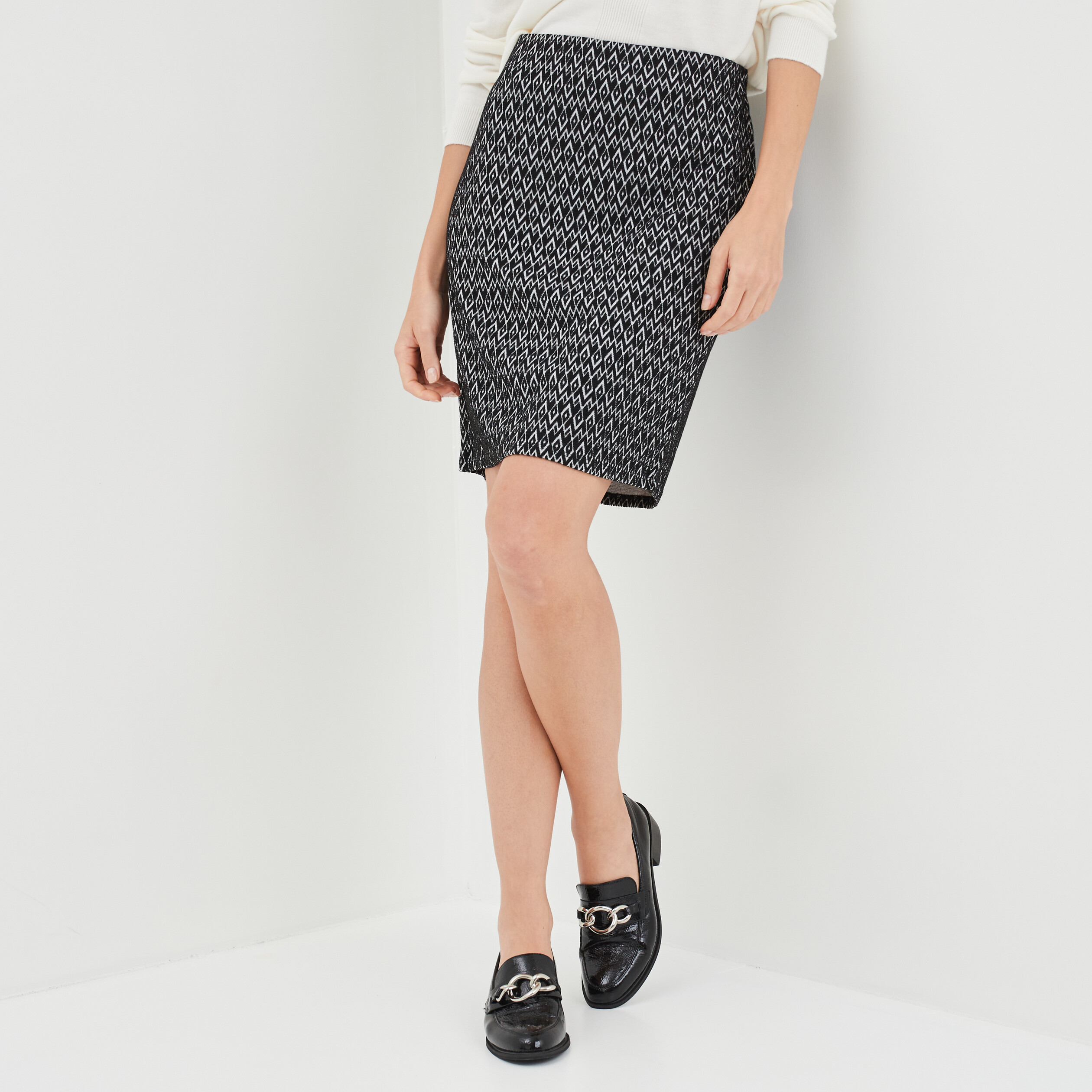 Jupe tube courte taille haute noir femme | La Halle