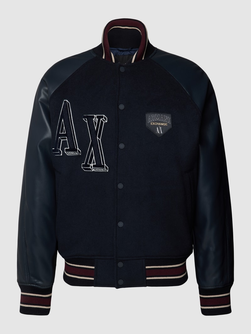 College-Jacke mit Label-Print in dunkelblau