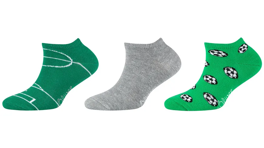 s.Oliver Kinder Boys Sneaker Socken Originals Organic Motif 3er Pack grün, grau
