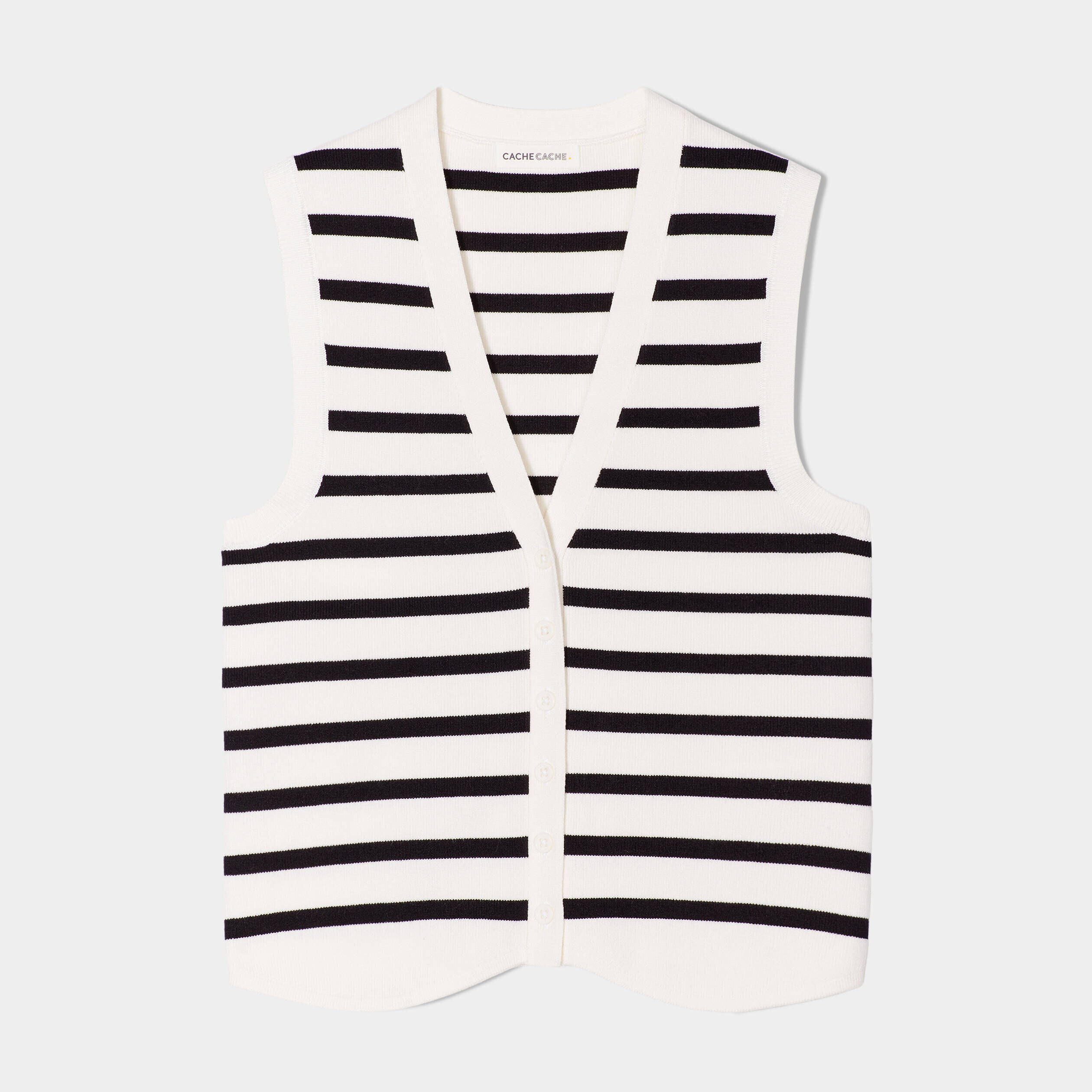 Gilet sans manches col en V blanc femme | Cache Cache