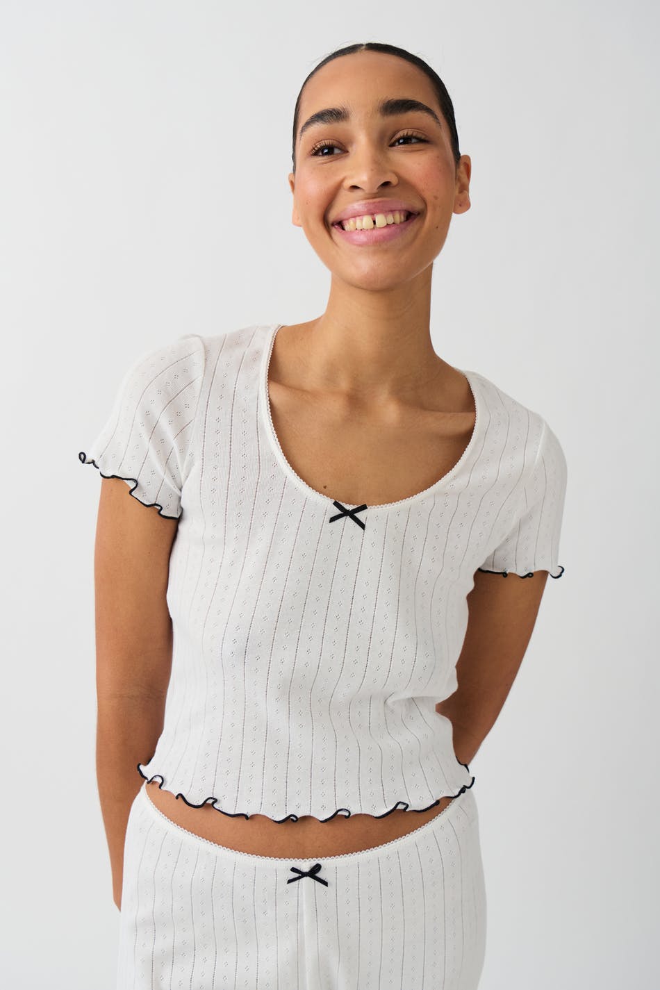 Pointelle pyjamas tee