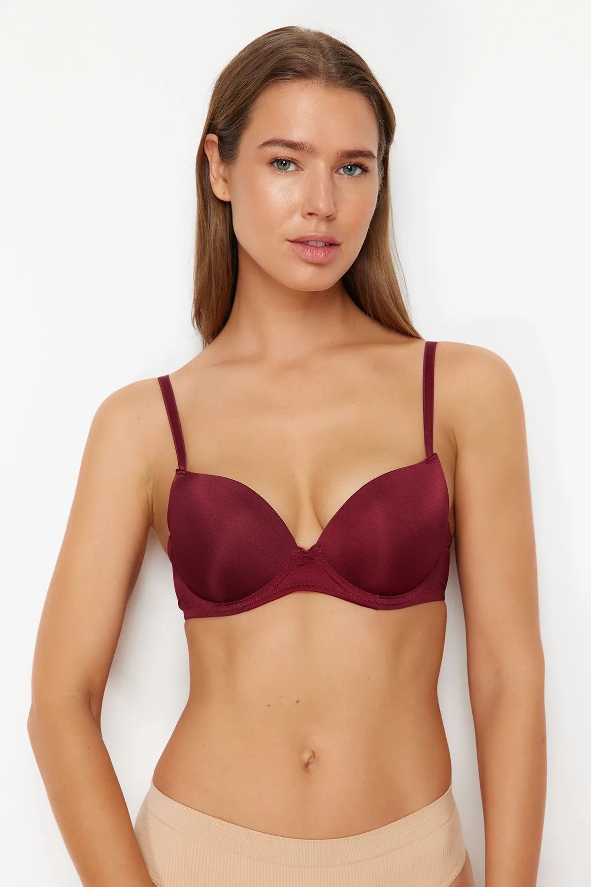Trendyol Collection  Zehnfarbiger 3er-Pack Push-Up-T-Shirt-BH aus Polyamid mit String-Trägern, Strick-BH THMSS24SU00053