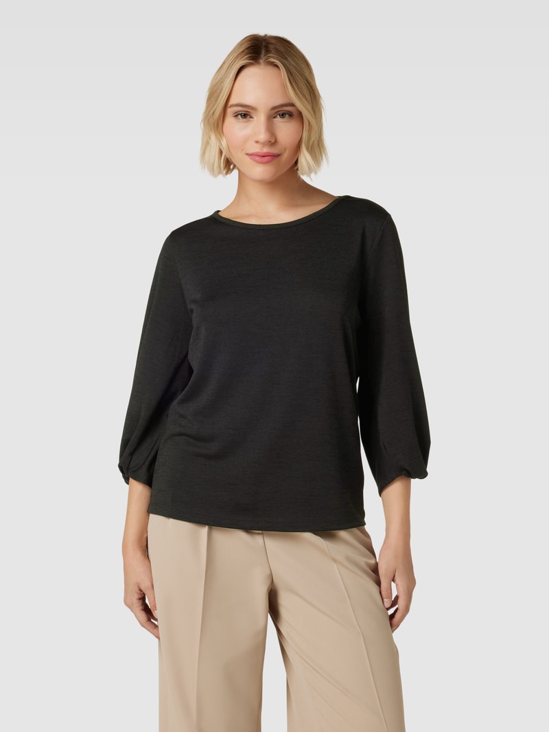 Longsleeve aus Viskose-Mix mit Rundhalsausschnitt in schwarz