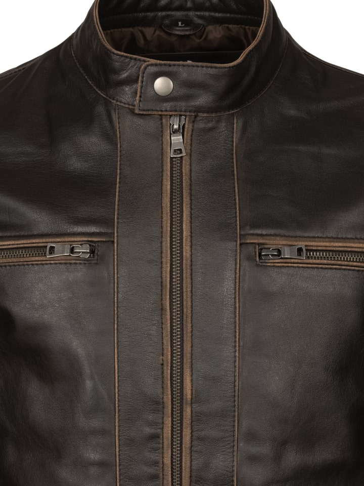 Rock Creek Lederjacke in Dunkelbraun günstig kaufen
