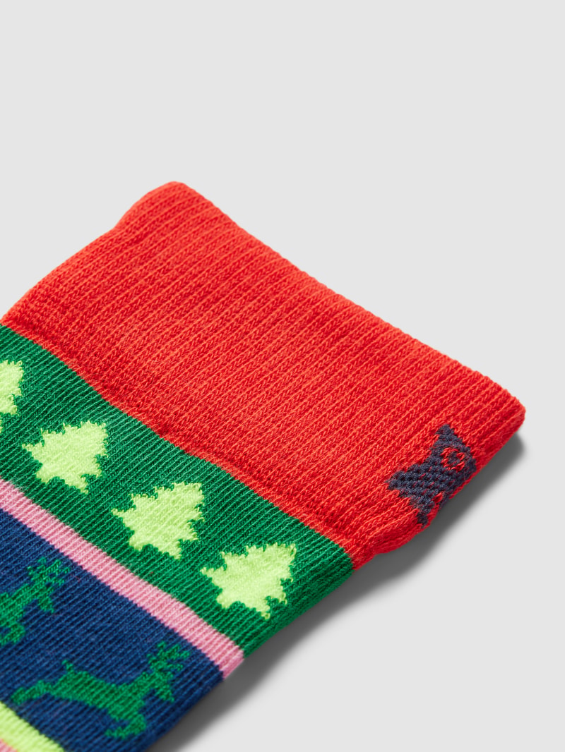 Socken mit Allover-Muster Modell 'Christmas' in hellrot