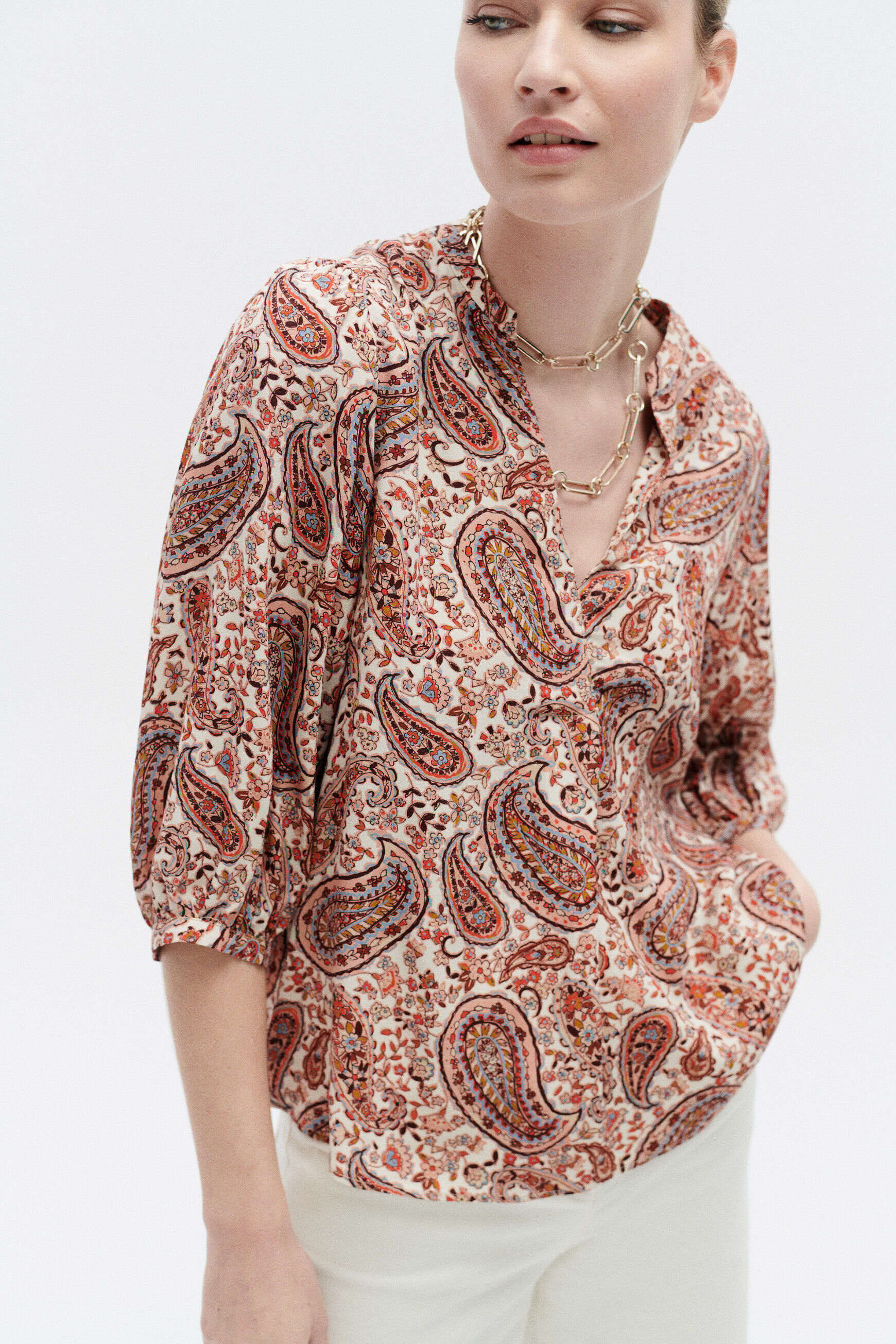 Blouse cassy camel femme