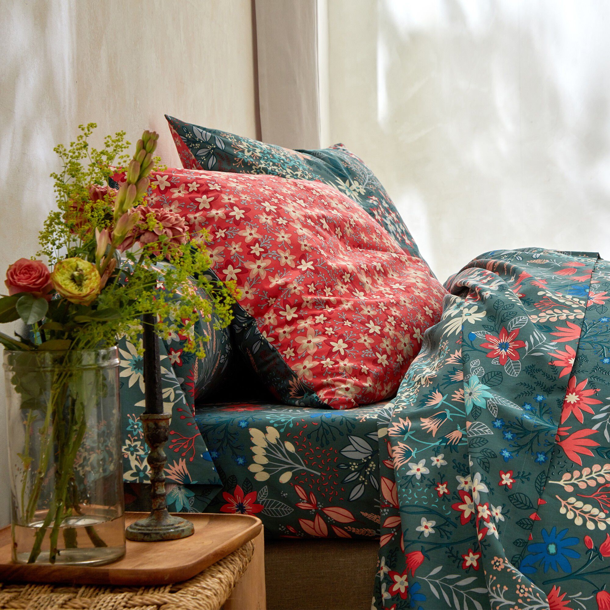 Linge de lit Flore en coton imprimé fleuri