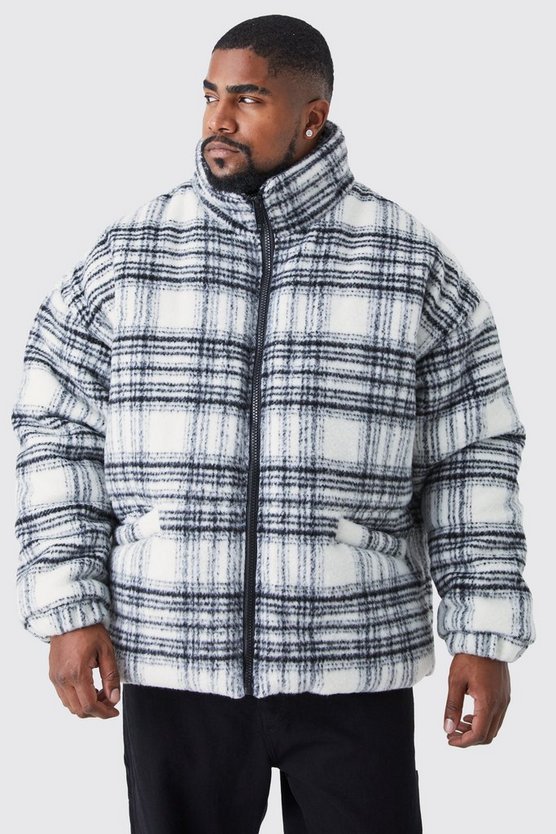 Plus karierte Steppjacke mit Trichterkragen