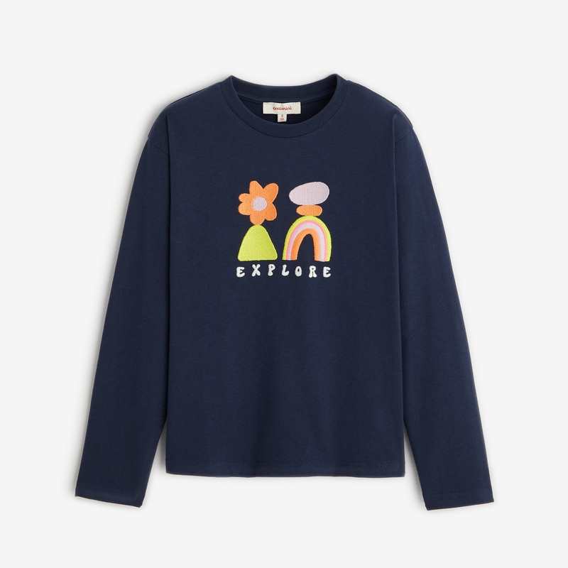 T-shirt fille gris en coton biologique Catimini