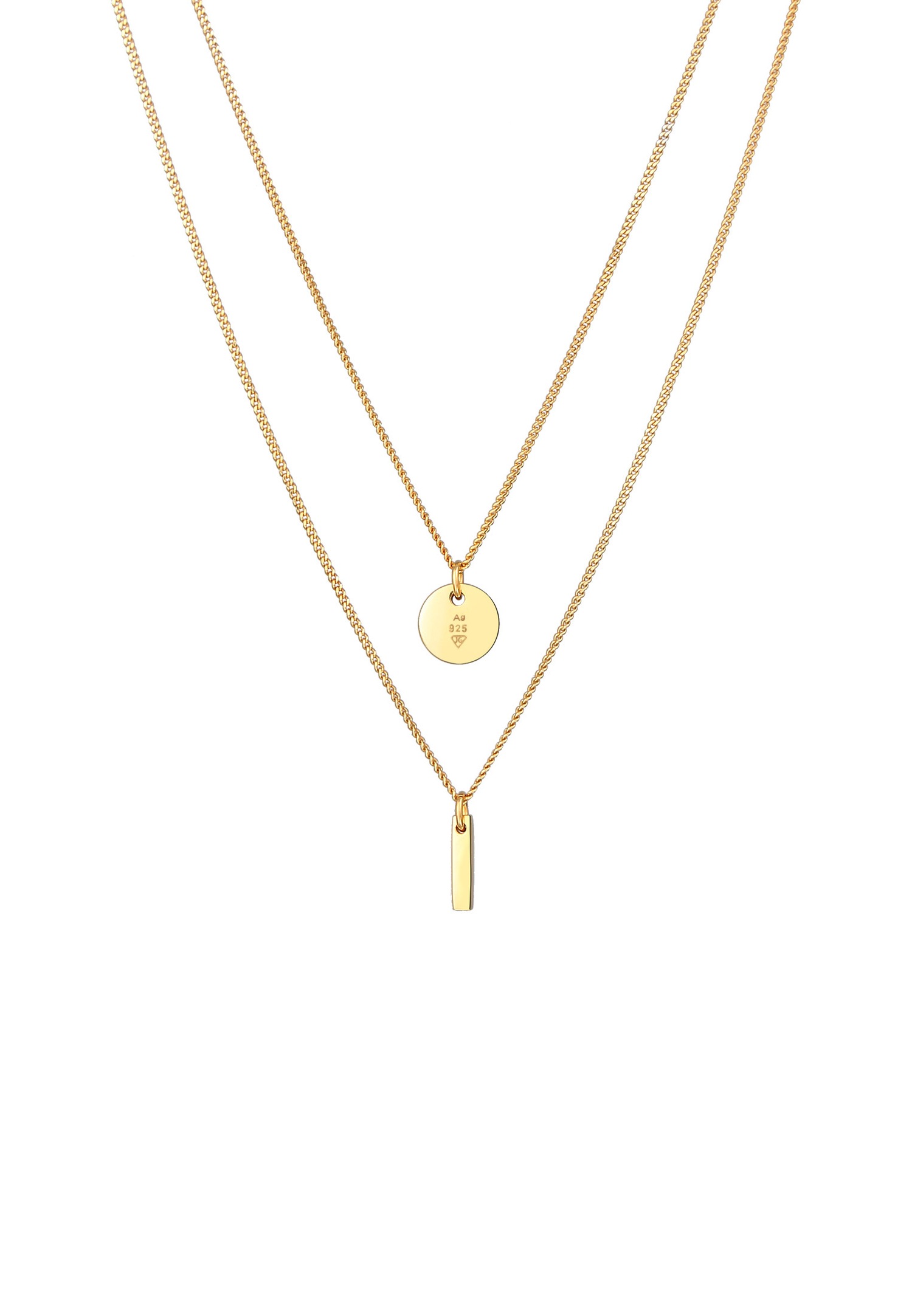 Ciondolo geometrico a cerchi sovrapposti da donna Elli in argento sterling 925 placcato oro
