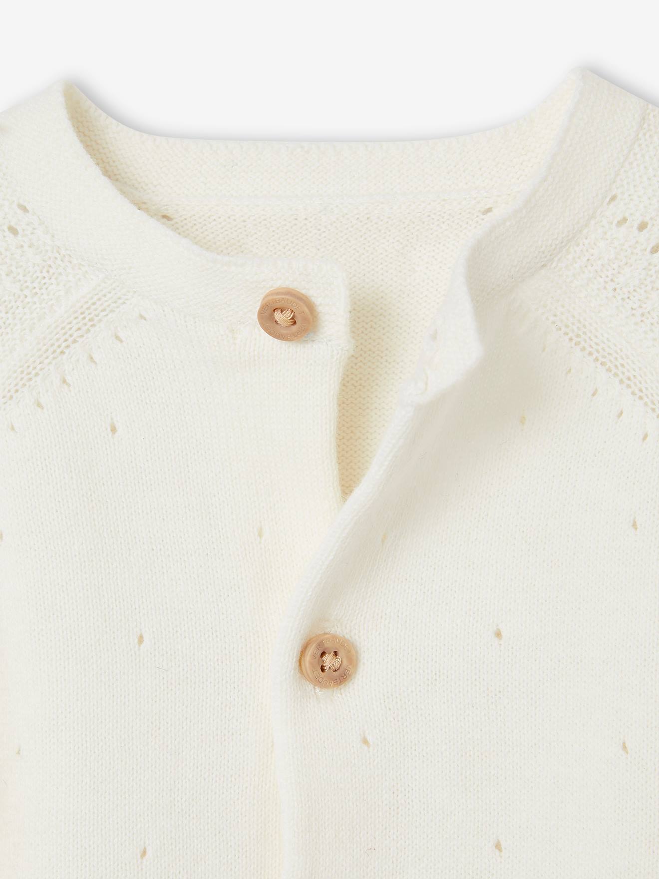 Vertbaudet Baby Strick-Set: Strickjacke, Shorts & Strumpfhose Oeko-Tex - wollweiß