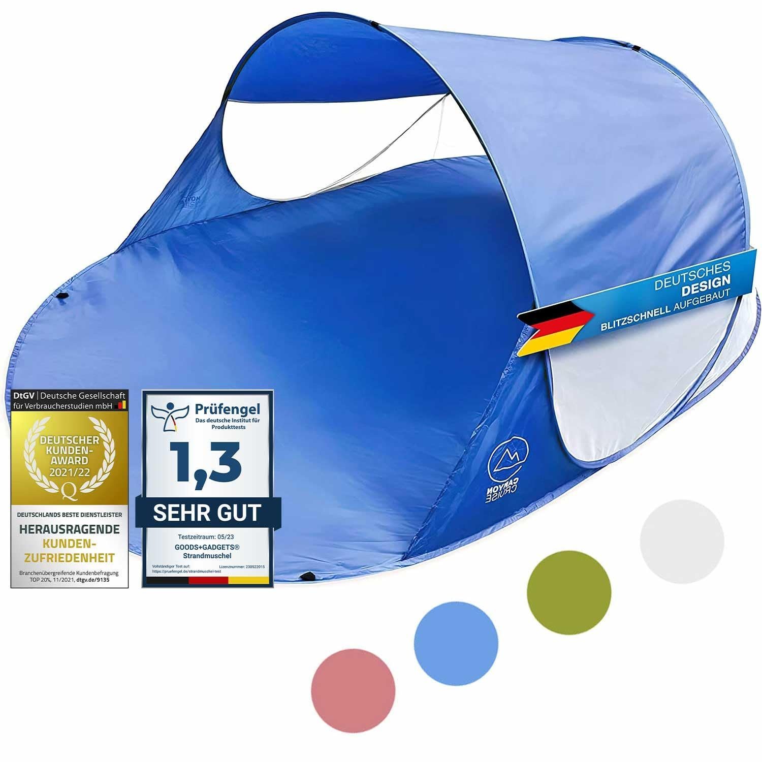 Canyon Cruise Strandmuschel Pop Up Strand-Zelt, Personen: 3 (Automatik Wurfzelt), Sonnen- & Windschutz